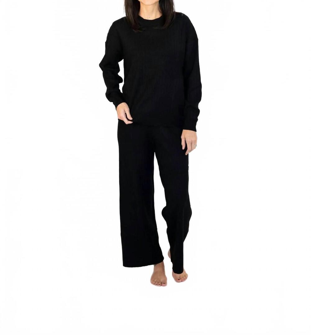 NEW TEA N ROSE aiden ribbed sweater set in black